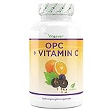 OPC extracto de semilla de uva + vitamina C natural - 240 cápsulas para 8 meses - El más alto contenido de OPC según HPLC - OPC de uvas europeas - Vegano