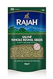 Rajah Semillas de hinojo, enteras - Whole Saunf Fennel Seeds - Mezcla india de especias para numerosos platos 85 g