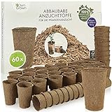 Macetas de Cultivo Biodegradable: Kit de 60 macetas de Cultivo para sembrar de Flores y Plantas de Fibra de Madera biodegradables para jardín