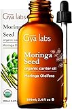 Gya Labs Aceite de semilla de moringa orgánico (100ml) - Grado terapéutico puro - Perfecto para hidratar la piel seca, dar volumen al cabello y diluir los aceites esenciales - Uso en piel y cabello